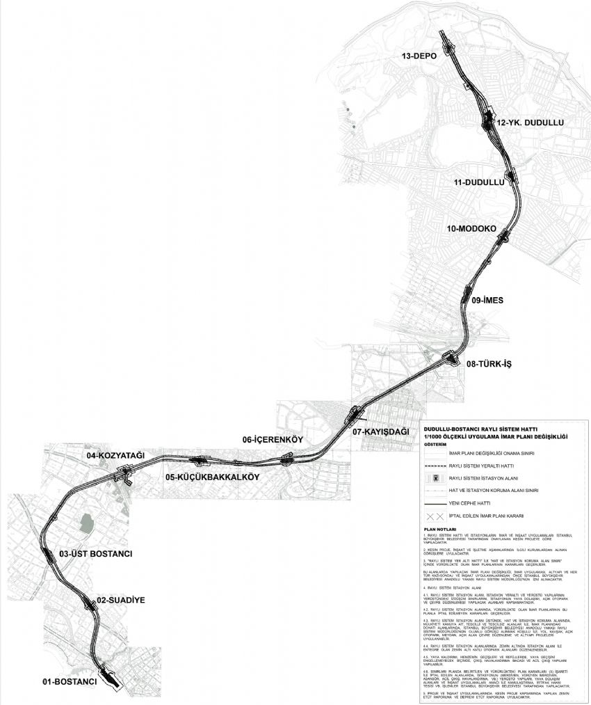 Dudullu-Bostancı Raylı Sistem Hattı Uygulama İmar Planı Değişikliği
