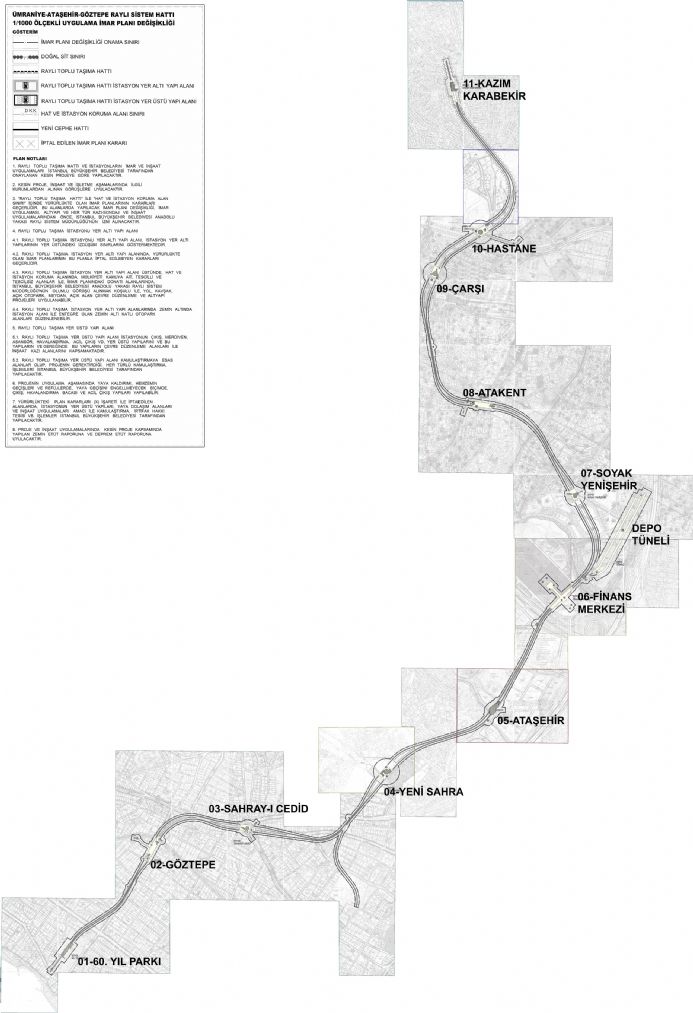 Ümraniye-Ataşehir-Göztepe Raylı Sistem Hattı Uygulama İmar Planı Değişikliği