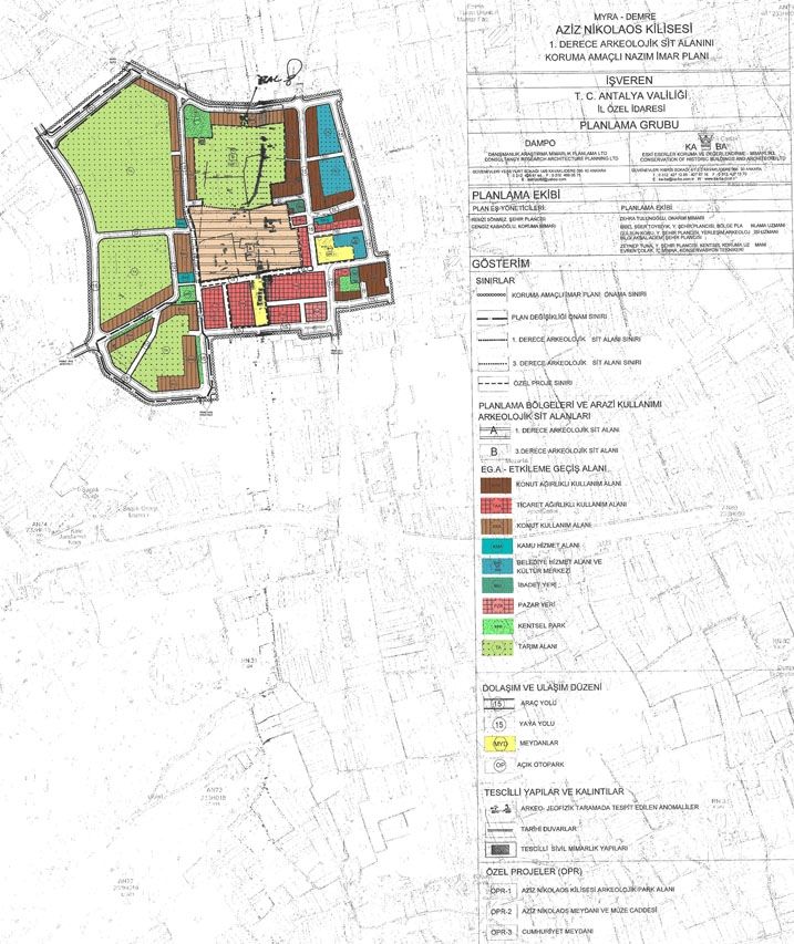 Myra-Demre Aziz Nikolaos Kilisesi 1. Derece Arkeolojik Sit Alanı Koruma Amaçlı Nazım ve Uygulama İmar Planı